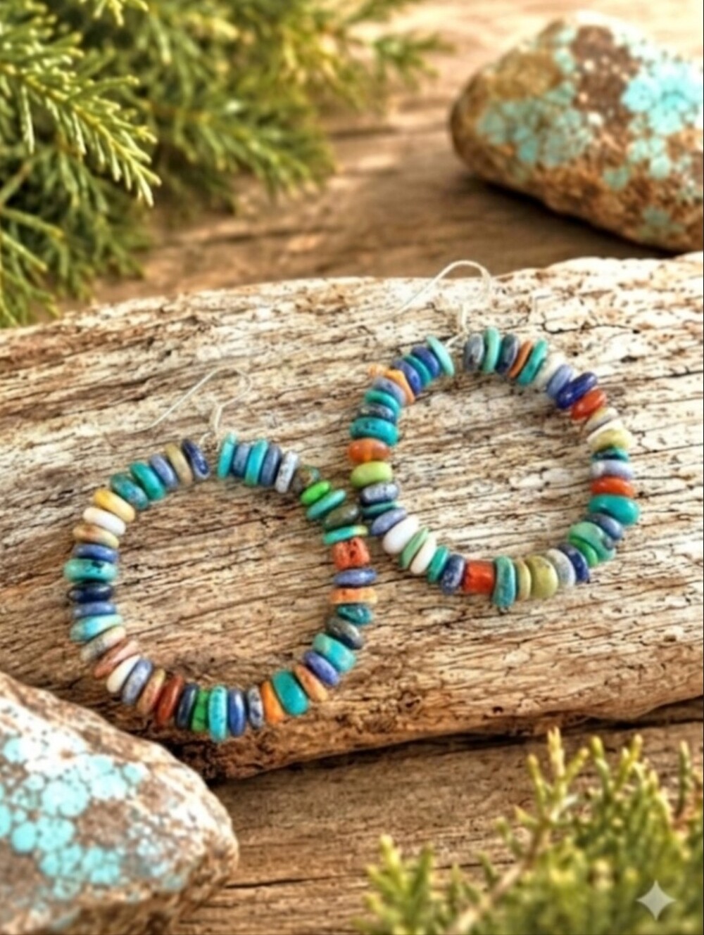 Sterling Silver Multi Gemstone HOOP earrings